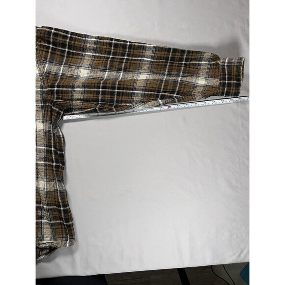 Wolverine Men’s Flannel Shirt XL Brown Black Plaid Long Sleeve ButtonUp Workwear - Picture 10 of 13